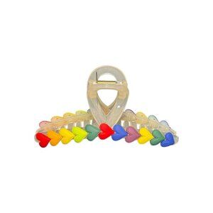 PRIDE HEARTS RAINBOW CLAW CLIP WHITE